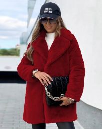 Дамско зимно пухено палто с копчета в цвят бордо - код 4664